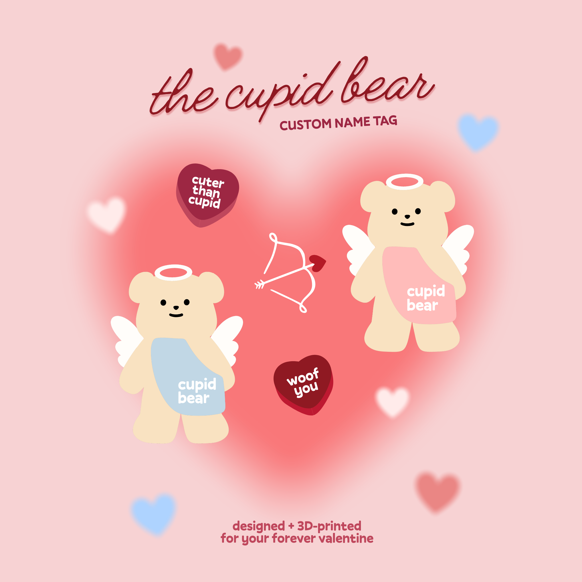 cupid bear custom name tag