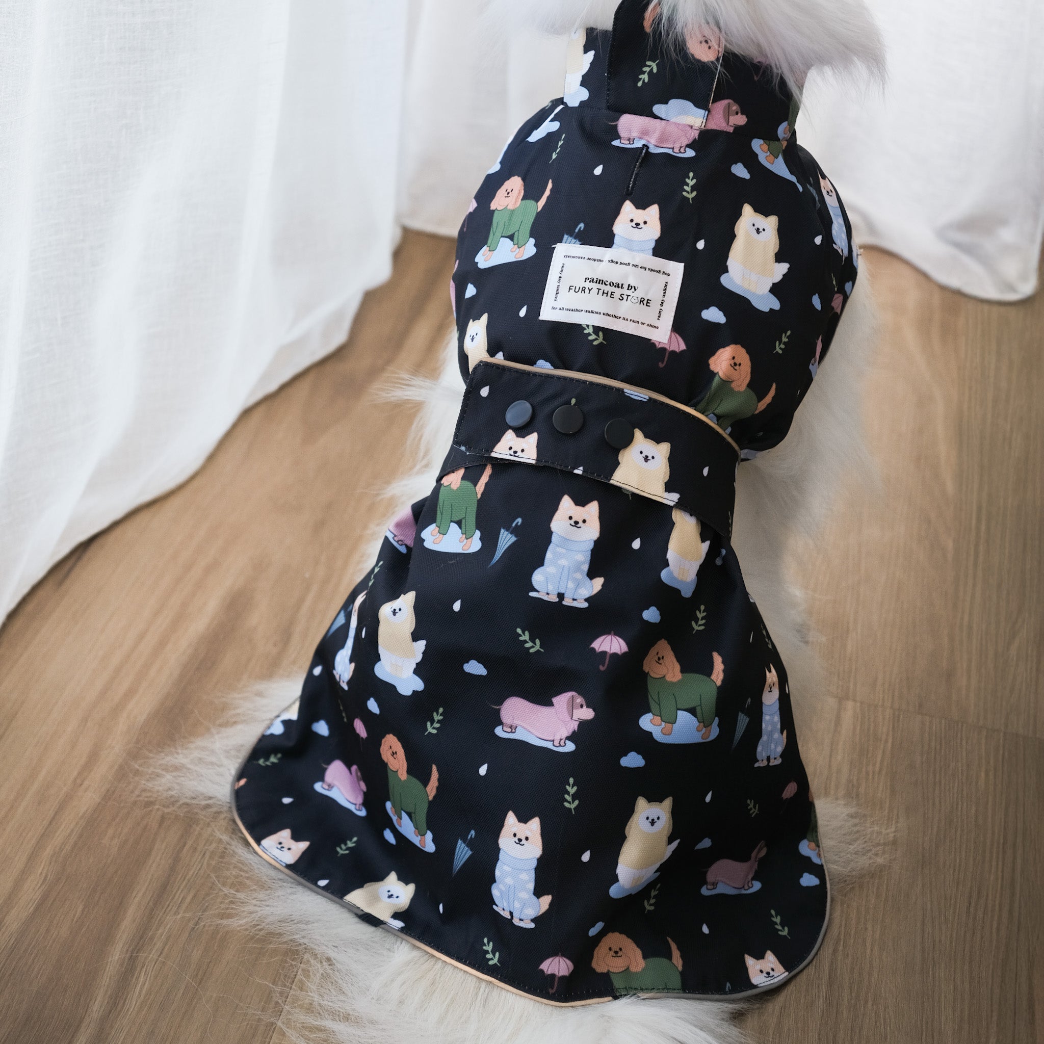 dogs in the rain reversible raincoat