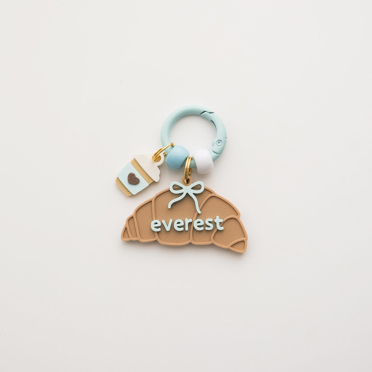 croissant & coffee custom name tag set