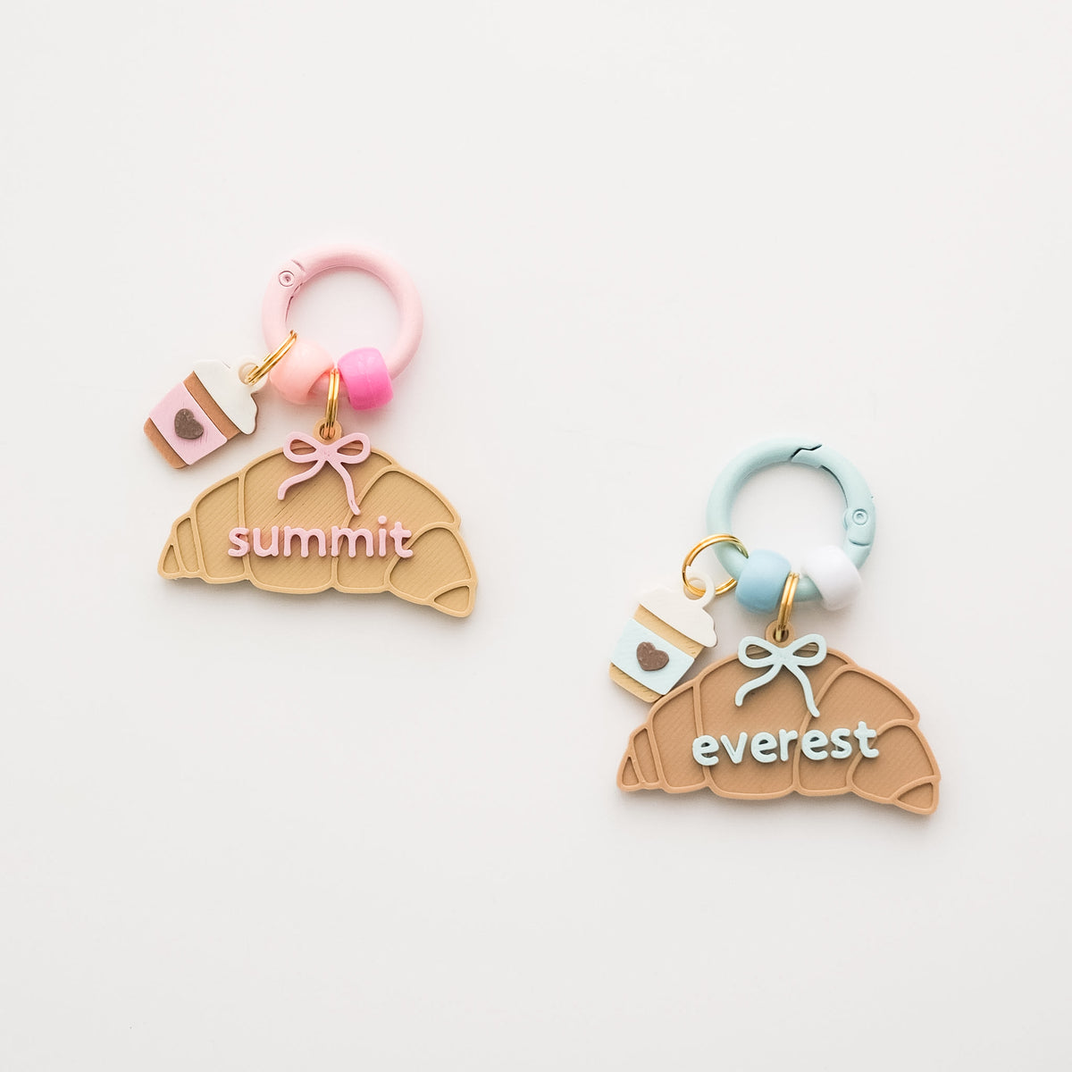 croissant & coffee custom name tag set